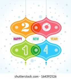 Minimalistic Vintage Style New Year Greeting Card Vector Composition