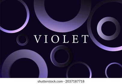 Minimalistic violet deep. Many beautiful and voluminous rings. Advertising backdrop. Stylish wallpaper for smartphone and computer. Realistc 3D vector illustration isolated on dark background