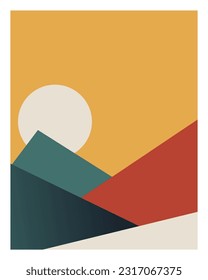 Minimalistic wall art. Abstract wall art. Flat mountain landscape poster. Wallpapers, posters, prints, and covers. SSTKabstract