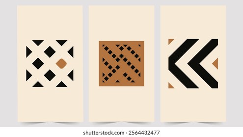 Minimalistic wall art collection with  Browen,Beige,Cream,and Black colour.size 1920*1080px each
Abstract Geometric Linear background design.