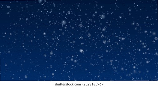 Minimalistic wallpaper with snow. Snowfall weather white transparent template. Small snowflakes february vector. Snowy landscape of nature.