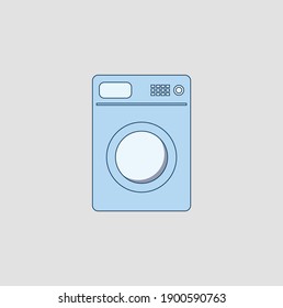 Minimalistic Washing Machine icon. Simple Blue Pictogram. Modern Laundry Symbol. Vector Illustration