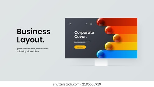 Minimalistic web banner vector design illustration. Amazing monitor mockup landing page concept.