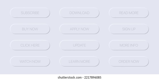 Minimalistic web buttons collection with shadow. Vector illustration