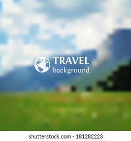 Minimalistic web media backdrop. Editable. Vector blurred background. Unfocused summer landscape. Presentation template. Web and mobile interface template. Travel background.