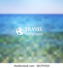 Minimalistic web media backdrop. Editable. Vector blurred background. Unfocused sea side landscape. Presentation template. Web and mobile interface template. 