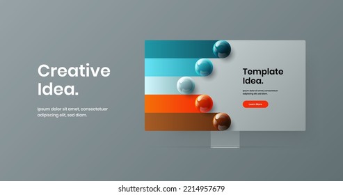 Minimalistic web project vector design layout. Bright computer monitor mockup site concept.