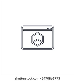Icono de línea de ventanas de Sitio web minimalista Icono de contorno de navegador de Web Icono de caja de entrega en línea Icono de icono sobre fondo blanco