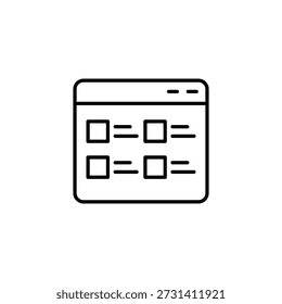 Minimalistic Webpage Interface Icon Illustrating Data And Information Display