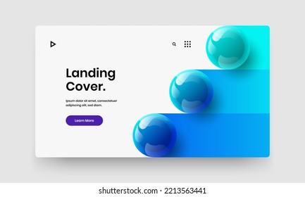 Minimalistic website design vector layout. Simple 3D balls presentation illustration.
