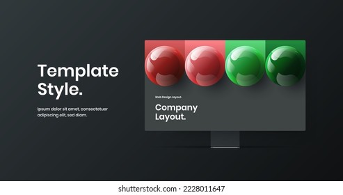Minimalistic website design vector layout. Simple computer monitor mockup site screen illustration.