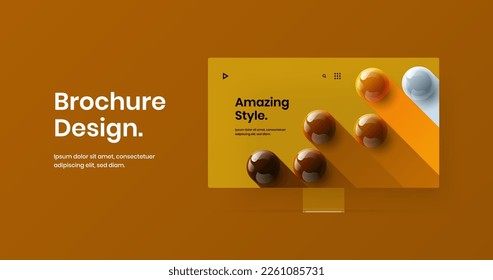 Minimalistic website design vector template. Amazing desktop mockup site screen illustration.