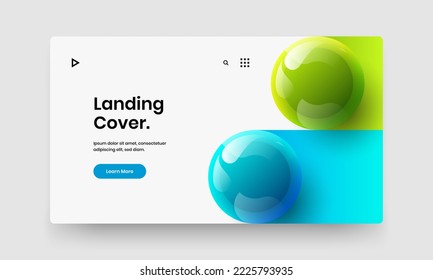 Minimalistic website screen vector design layout. Modern realistic spheres corporate brochure concept.