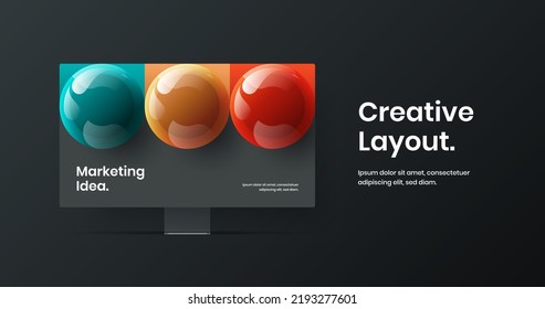 Minimalistic website vector design concept. Simple computer display mockup site layout.