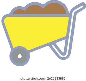 minimalistic wheelbarrow filled with soil icon