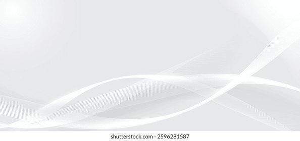 Minimalistic white abstract background with smooth flowing wave lines and subtle gradients, perfect for modern designs