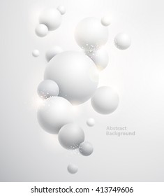 Minimalistic white background with  3D balls.