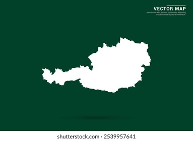 Minimalistic white map of Austria on a deep green background, vector design.