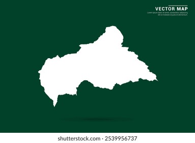 Minimalistic white map of Central African on a deep green background, vector design.