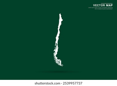 Mapa branco minimalista do Chile em um fundo verde profundo, design vetorial.