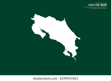 Minimalistic white map of Costa Rica on a deep green background, vector design.