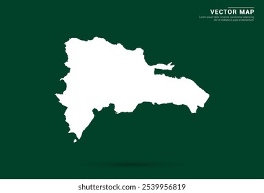 Minimalistic white map of Dominican Republic on a deep green background, vector design.