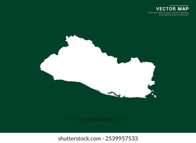 Minimalistic white map of El Salvador on a deep green background, vector design.