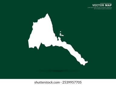 Minimalistic white map of Eritrea on a deep green background, vector design.