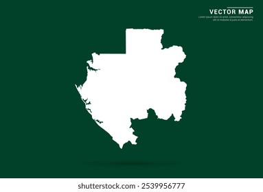 Minimalistic white map of Gabon on a deep green background, vector design.