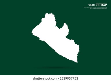 Mapa branco minimalista da Libéria em um fundo verde profundo, design vetorial.