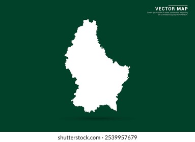 Mapa branco minimalista de Luxemburgo em um fundo verde profundo, design vetorial.