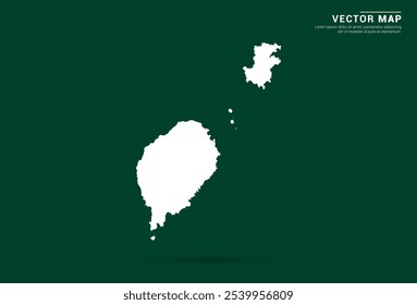 Minimalistic white map of Sao Tome on a deep green background, vector design.