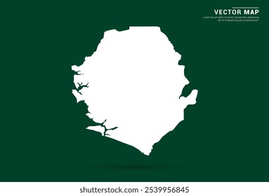 Minimalistic white map of Sierra Leone on a deep green background, vector design.