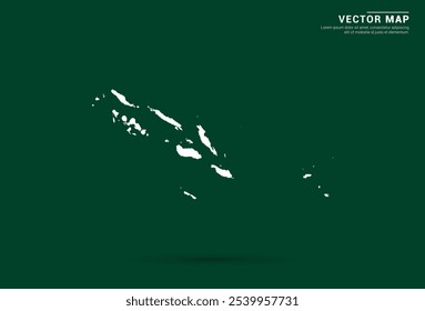 Minimalistische weiße Karte von Salomon Island auf tiefgrünem Hintergrund, Vektordesign.