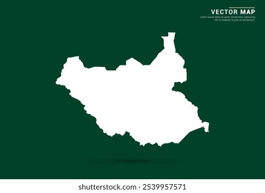 Minimalistic white map of South Sudan on a deep green background, vector design.