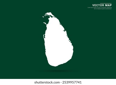 Mapa branco minimalista do Sri Lanka em um fundo verde profundo, design vetorial.