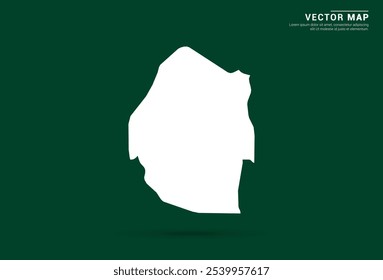 Minimalistic white map of Swaziland on a deep green background, vector design.