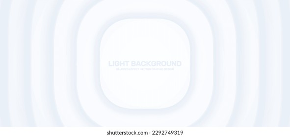 Minimalistic White Pulsing Smooth Lines Vector Graphic Technology Abstract Background. 3D Blurred Smooth Layered Concentric Dynamic Structure Hi-Tech Science Conceptual Wide Minimal Art Wallpaper