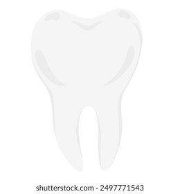 Minimalistic white tooth icon on a white background.