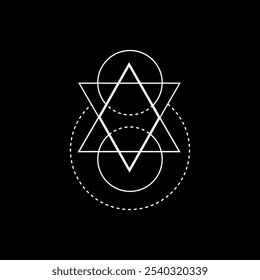 Minimalistic white triangle with pentagram and merkabah elements, inspired by alchemical and esoteric traditions. Ideal for ritual art.