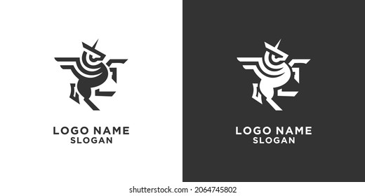 minimalistic winged unicorn vector logo