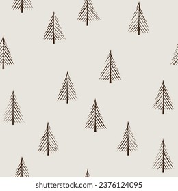 Minimalistic winter background, seamless pattern, Christmas trees, vector design