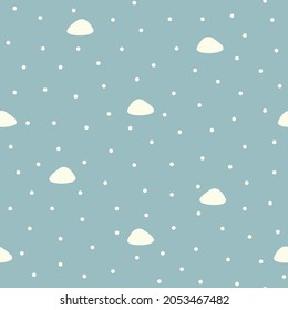 Minimalistic winter-themed pattern. Snow drifts and falling snow.