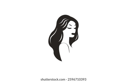 Minimalistic woman with closed eyes logo design