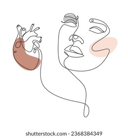 Minimalistic woman with heart in one line