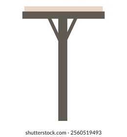 Minimalistic wooden bar stool standing on one leg on white background