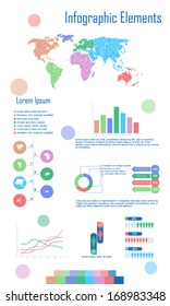 Minimalistic world colorful infographic elements vector illustration