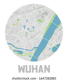 Minimalistic Wuhan city map icon.