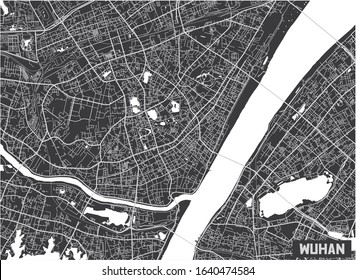 Minimalistic Wuhan city map poster design.