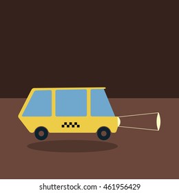 Minimalistic yellow taxi icon. Flat design. 